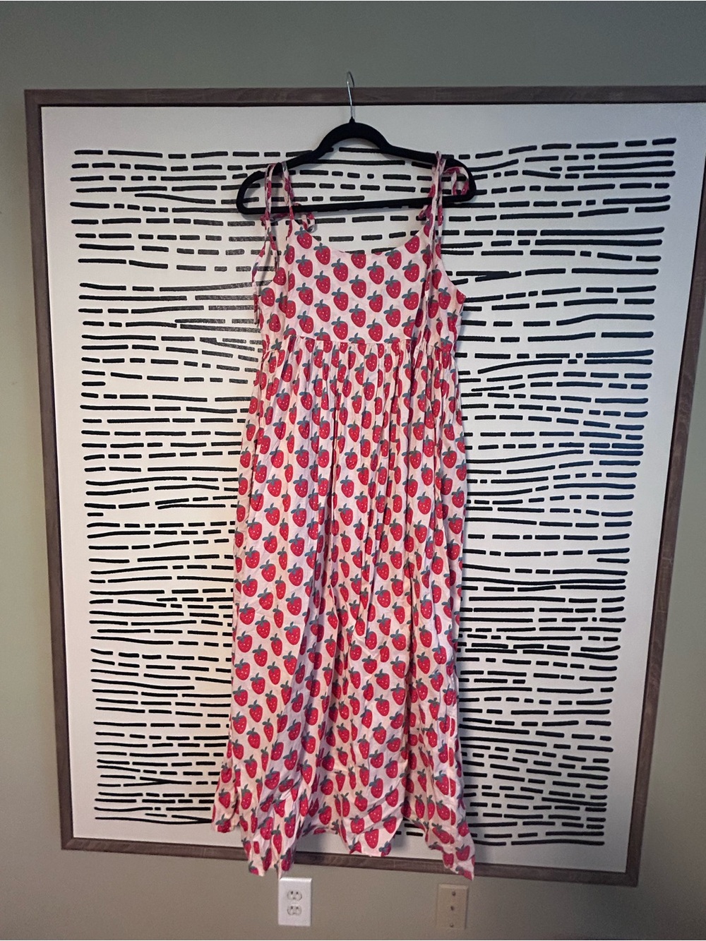 Compaña Fantastica Women’s Strawberry Print Tie-Shoulder Sundress - White & Red
